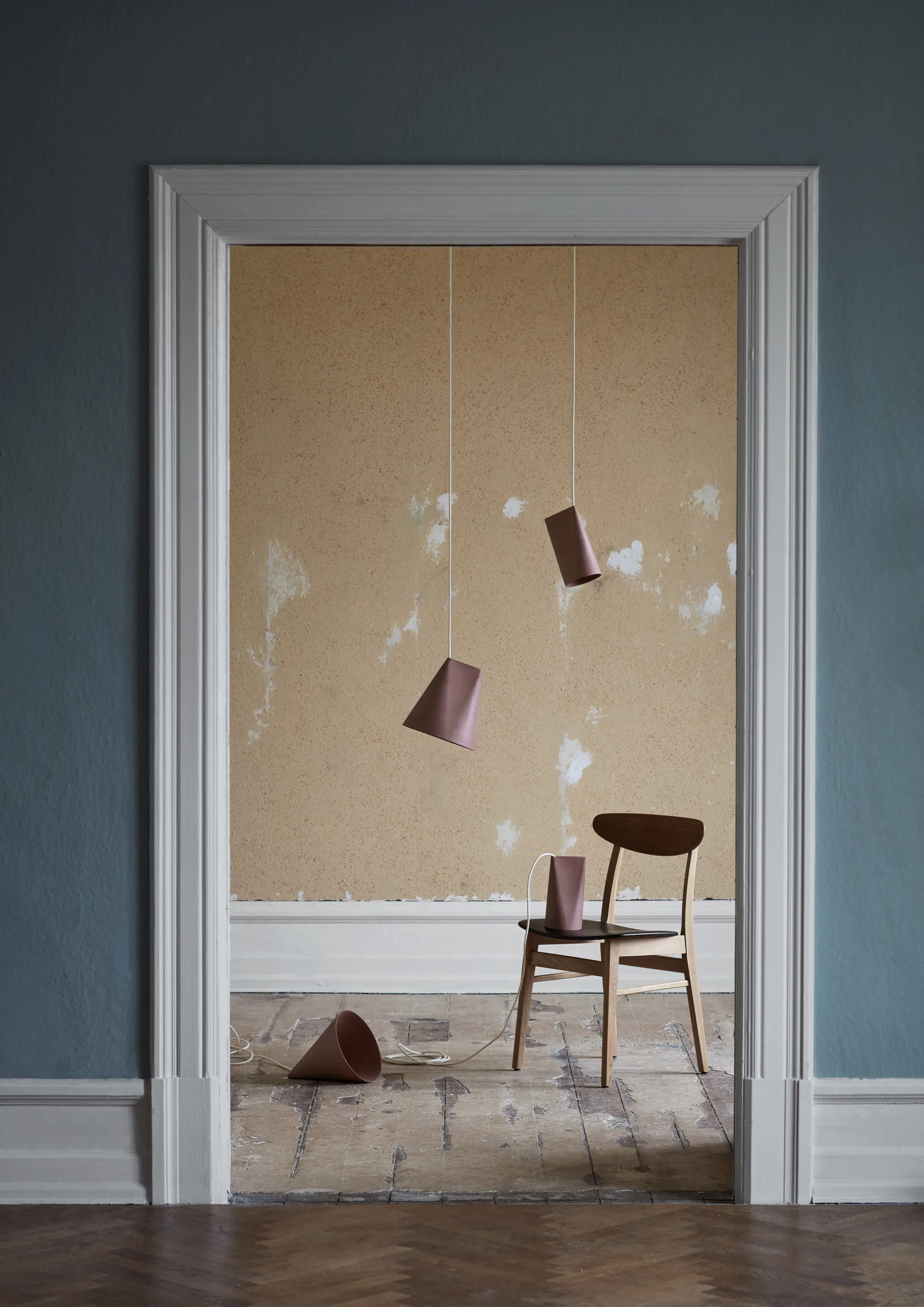 Ceiling lamp ceramic 11.2x22 cm, Terra Cotta, Wood MOEBE