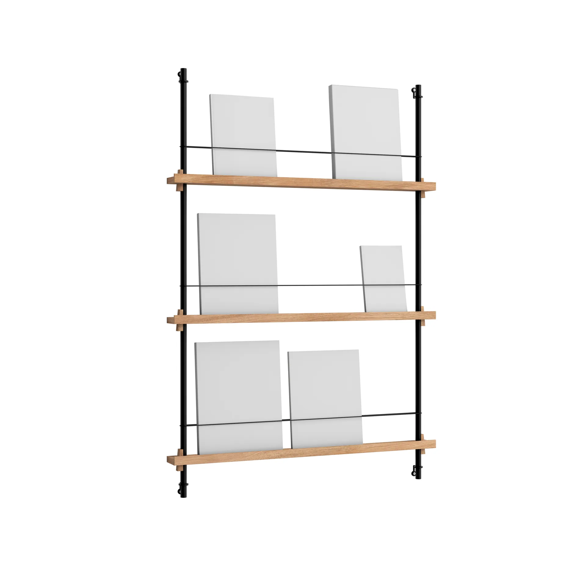 Magazine Shelving magazine rack, Oak-black, 85x115x7 cm, MS.115.1 MOEBE