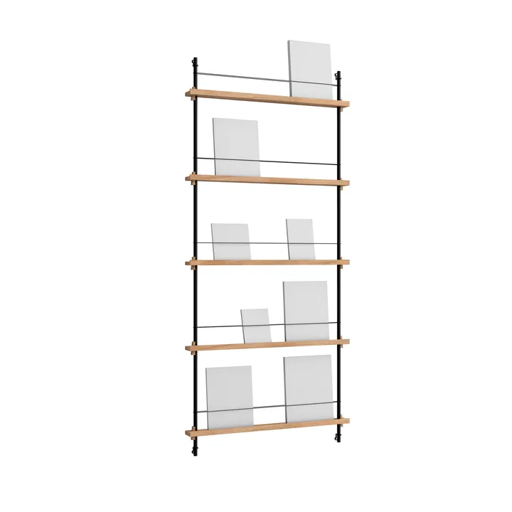 Magazine Shelving magazine rack - Oak-black, 85x180x7 cm, MS.180.1 - MOEBE