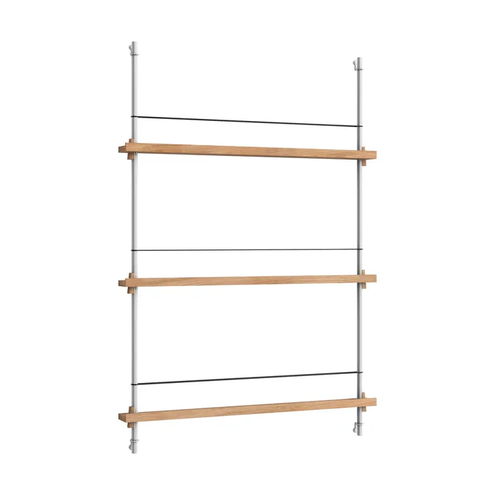 Magazine Shelving magazine rack - Oak-stainless steel, 85x115x7 cm, MS.115.1 - MOEBE