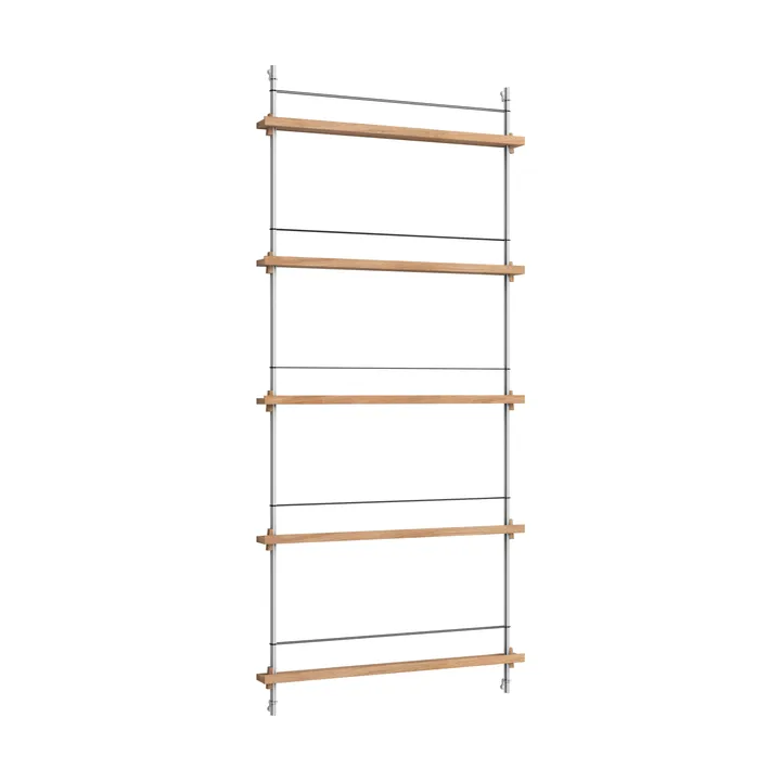 Magazine Shelving magazine rack - Oak-stainless steel, 85x180x7 cm, MS.180.1 - MOEBE