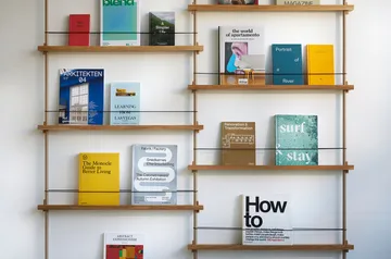 Magazine Shelving magazine rack - Oak-stainless steel, 85x180x7 cm, MS.180.1 - MOEBE