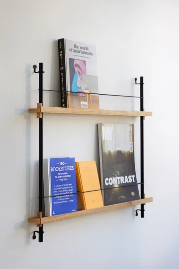 Magazine Shelving magazine rack - Oak-stainless steel, 85x180x7 cm, MS.180.1 - MOEBE