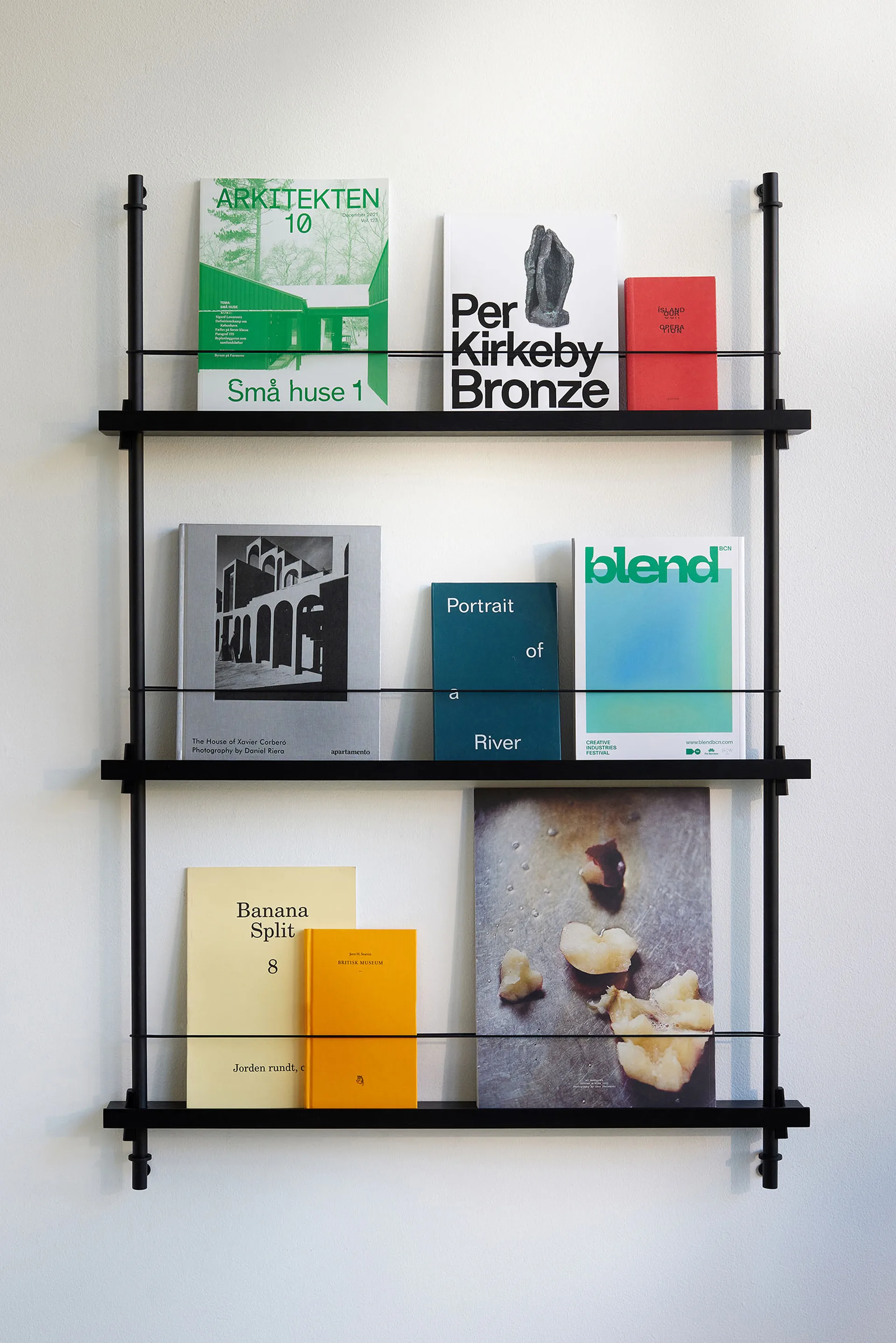 Magazine Shelving magazine rack, Oak-stainless steel, 85x180x7 cm, MS.180.1 MOEBE
