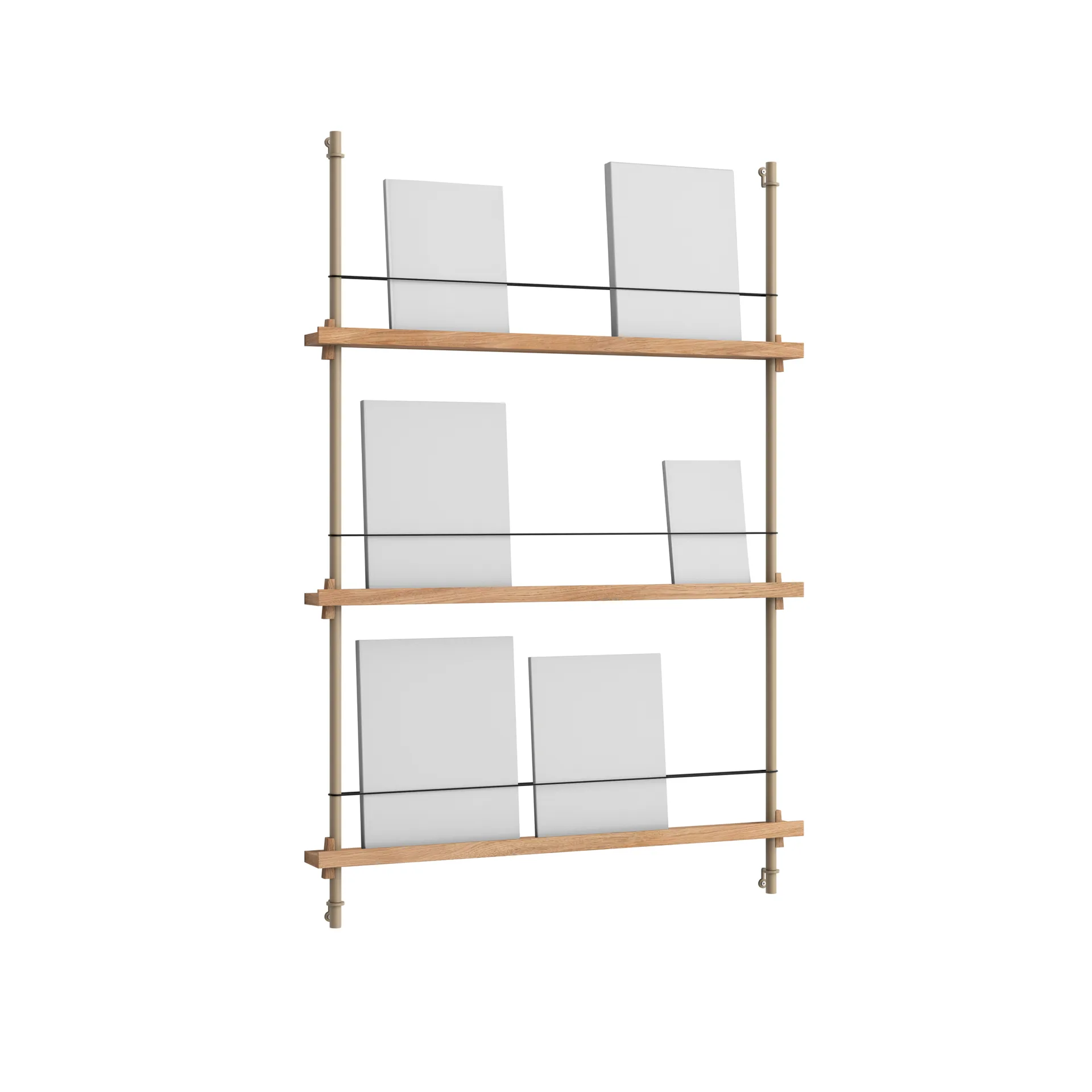Magazine Shelving magazine rack, Oak-warm grey, 85x115x7 cm, MS.115.1 MOEBE