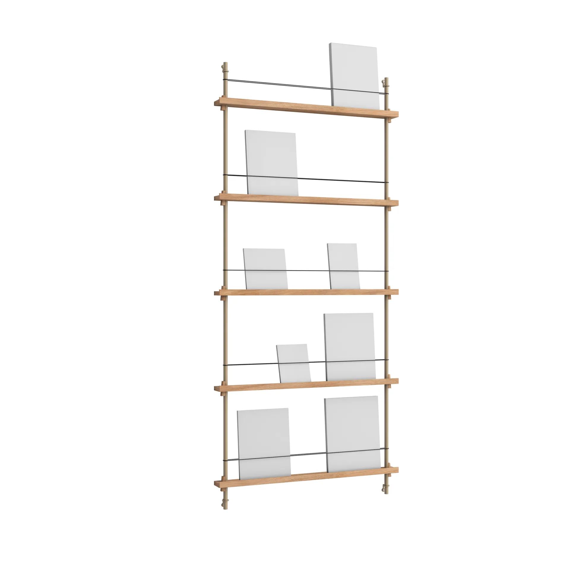 Magazine Shelving magazine rack, Oak-warm grey, 85x180x7 cm, MS.180.1 MOEBE
