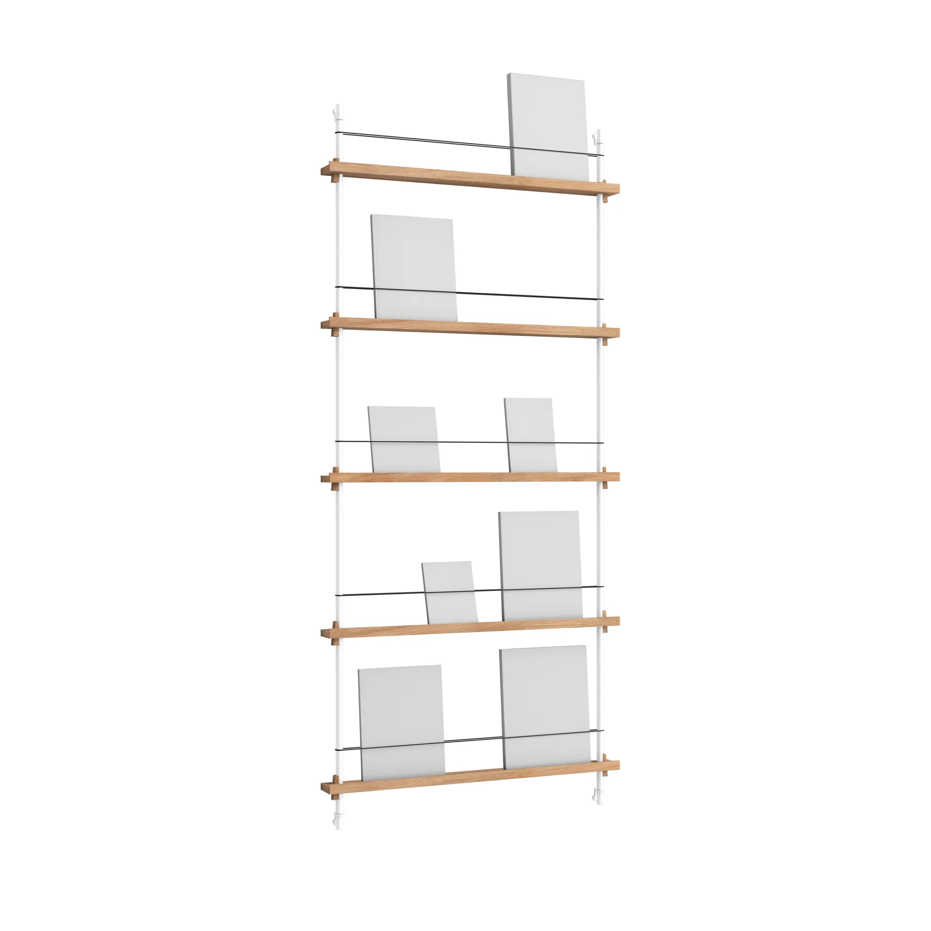 Magazine Shelving magazine rack, Oak-white, 85x180x7 cm, MS.180.1 MOEBE