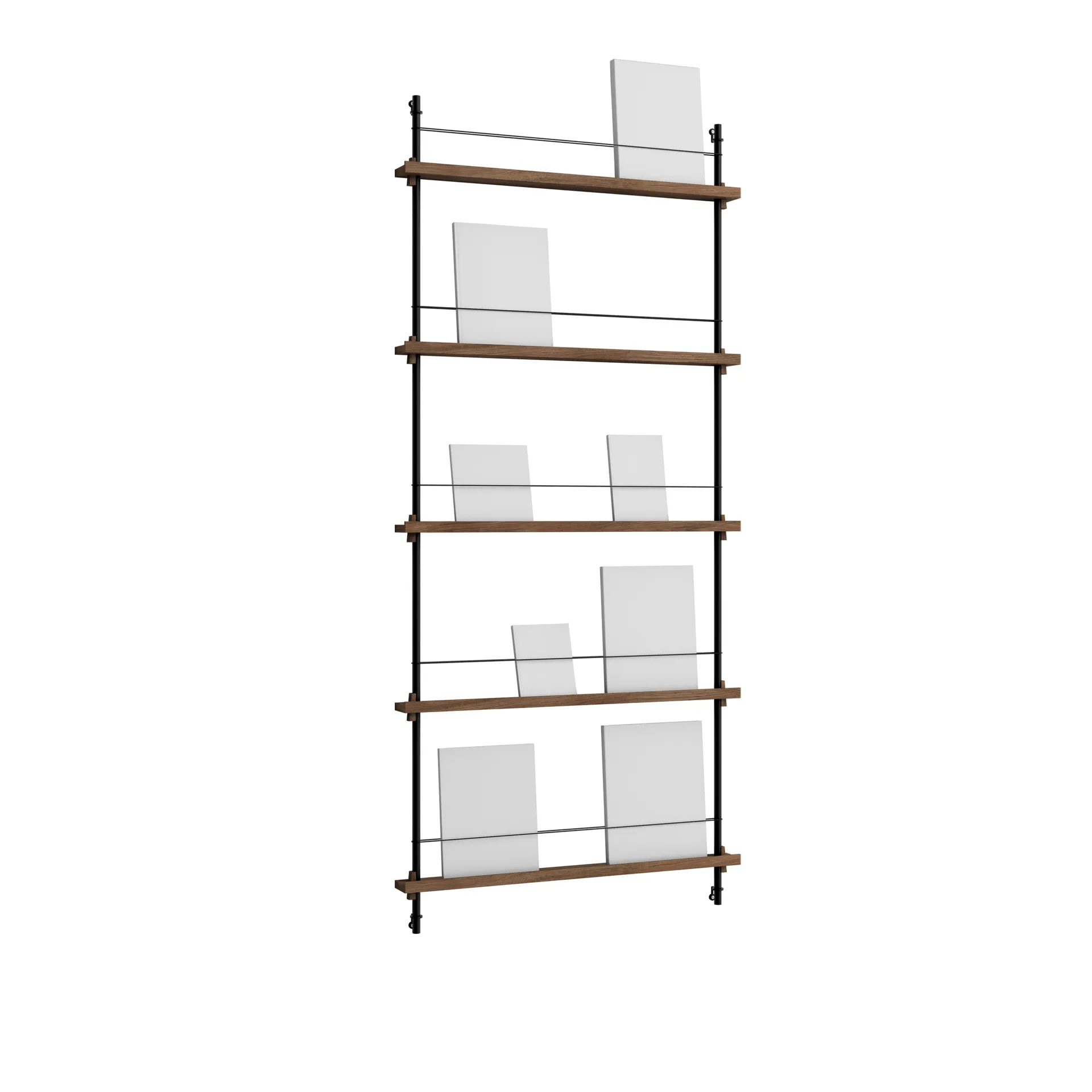 Magazine Shelving magazine rack, Smoked oak-black, 85x180x7 cm, MS.180.1 MOEBE