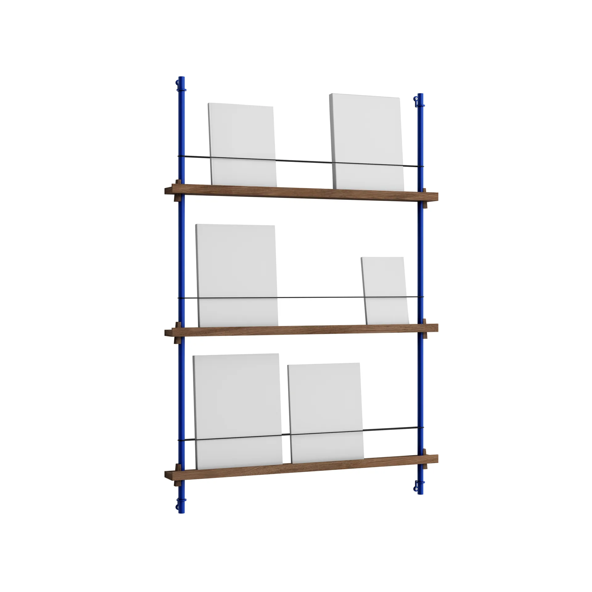Magazine Shelving magazine rack, Smoked oak-deep blue, 85x115x7 cm, MS.115.1 MOEBE