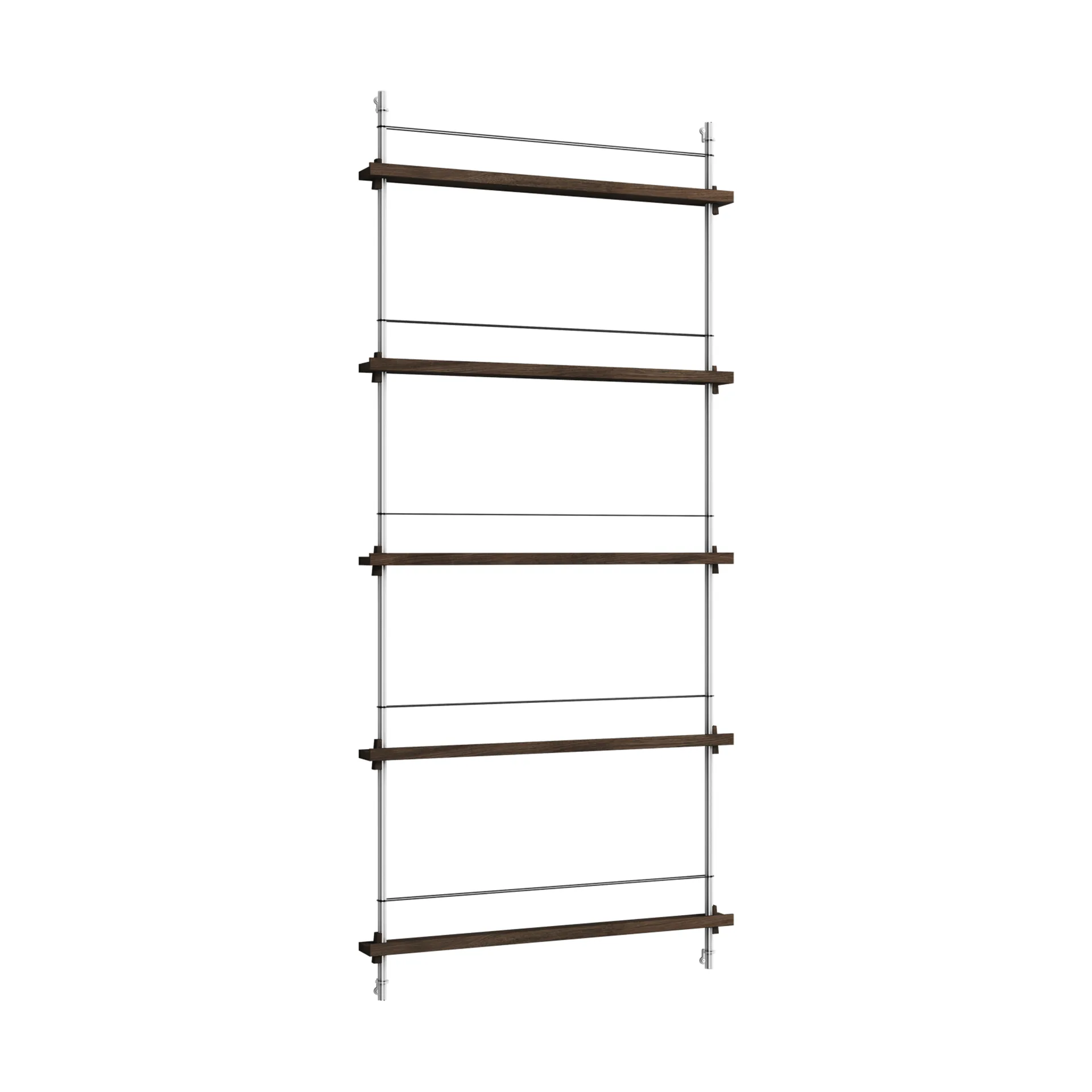 Magazine Shelving magazine rack, Smoked oak-stainless steel, 85x180x7 cm, MS.180.1 MOEBE