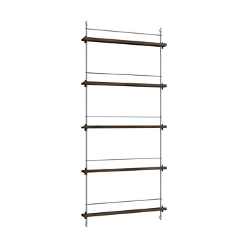 Magazine Shelving magazine rack - Smoked oak-stainless steel, 85x180x7 cm, MS.180.1 - MOEBE