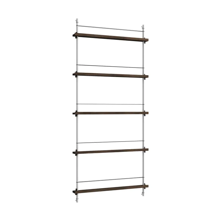 Magazine Shelving magazine rack - Smoked oak-stainless steel, 85x180x7 cm, MS.180.1 - MOEBE
