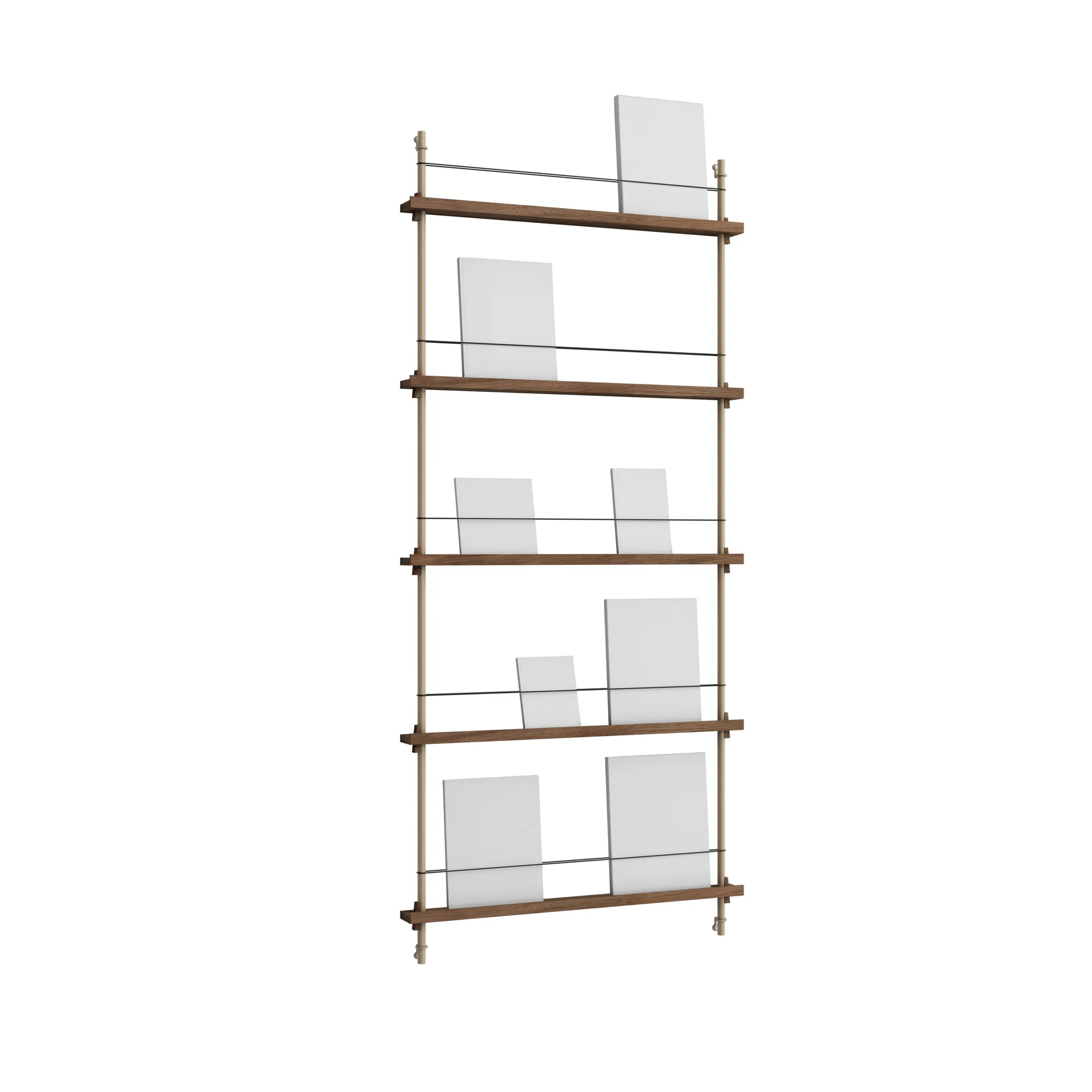 Magazine Shelving magazine rack, Smoked oak-warm grey, 85x180x7 cm, MS.180.1 MOEBE