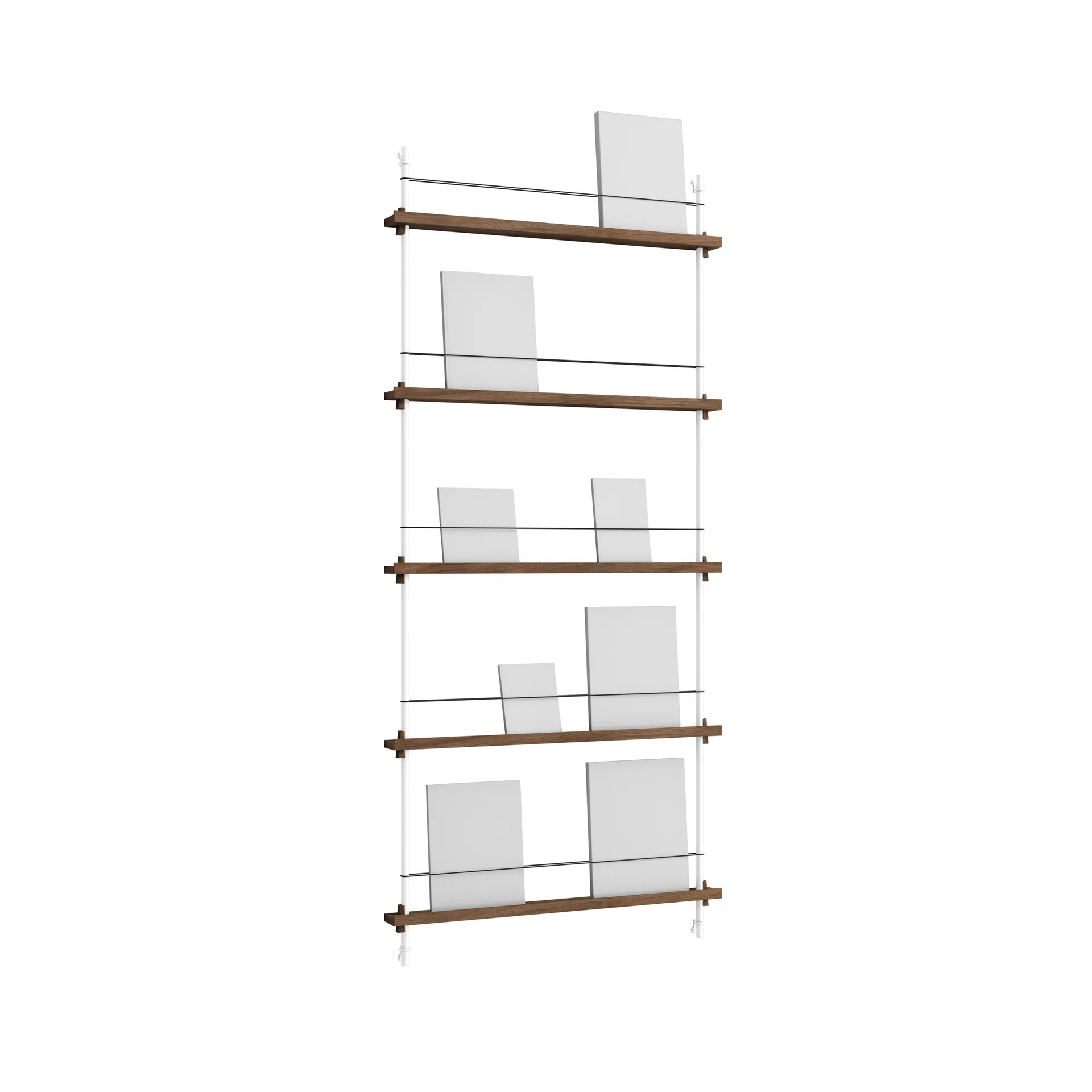 Magazine Shelving magazine rack, Smoked oak-white, 85x180x7 cm, MS.180.1 MOEBE