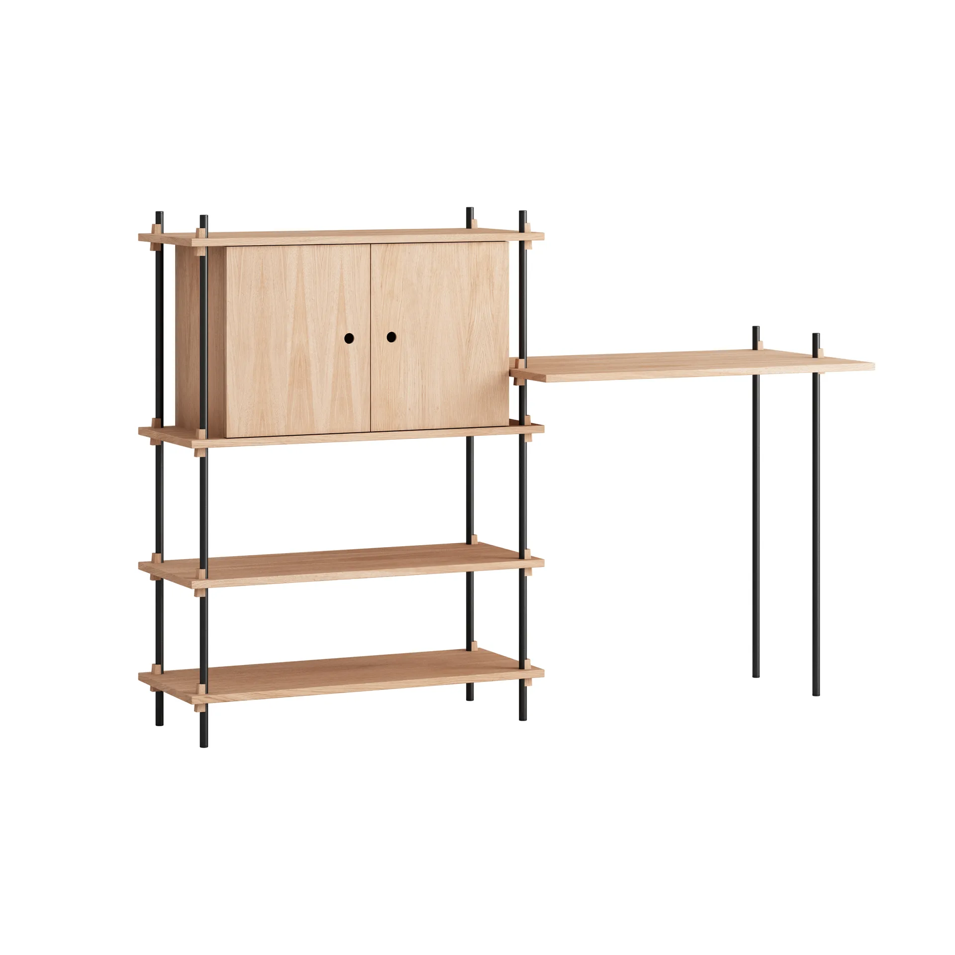 Moebe shelving system s.115.2.D, Oak-black MOEBE