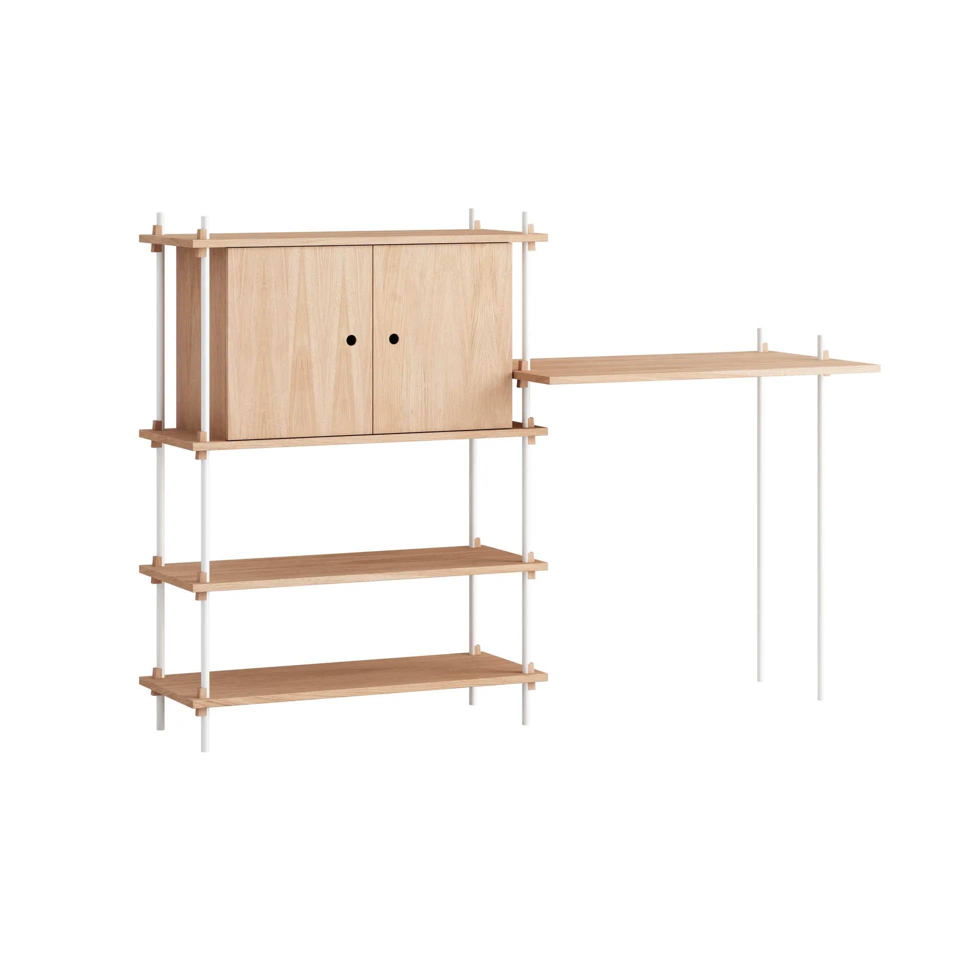 Moebe shelving system s.115.2.D, Oak-white MOEBE