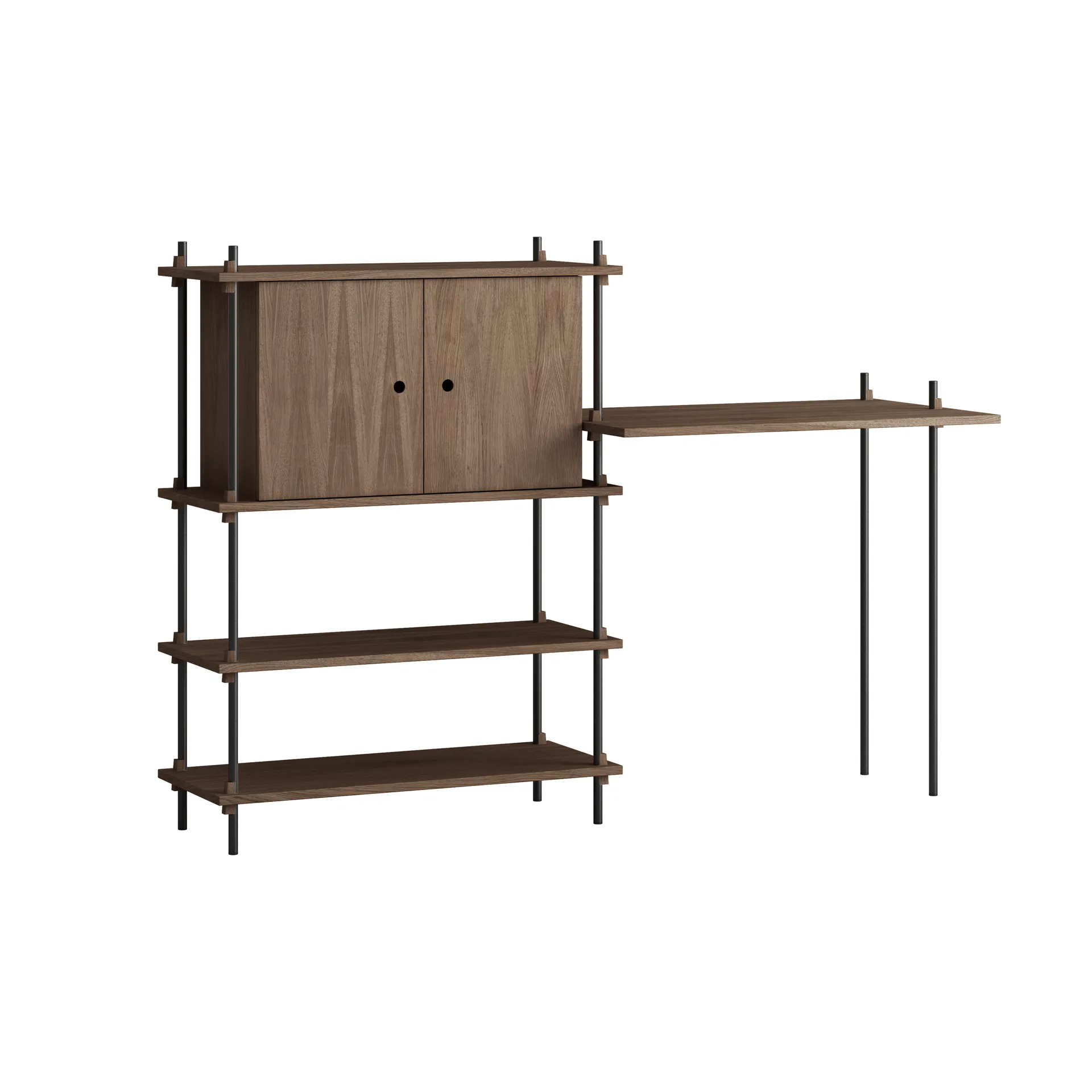 Moebe shelving system s.115.2.D, Smoked oak-black MOEBE