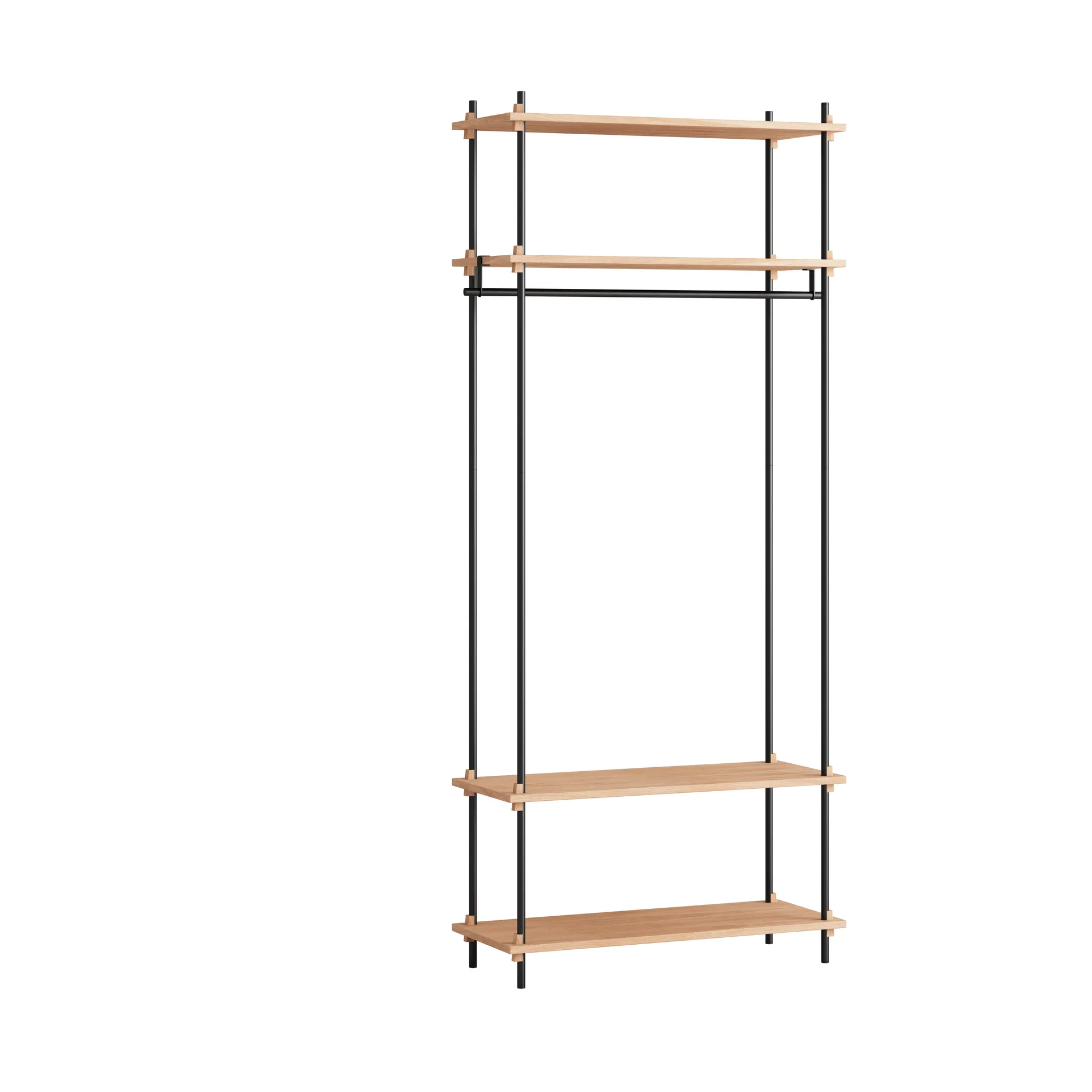 Moebe shelving system s.200.1.F, Oak-black MOEBE