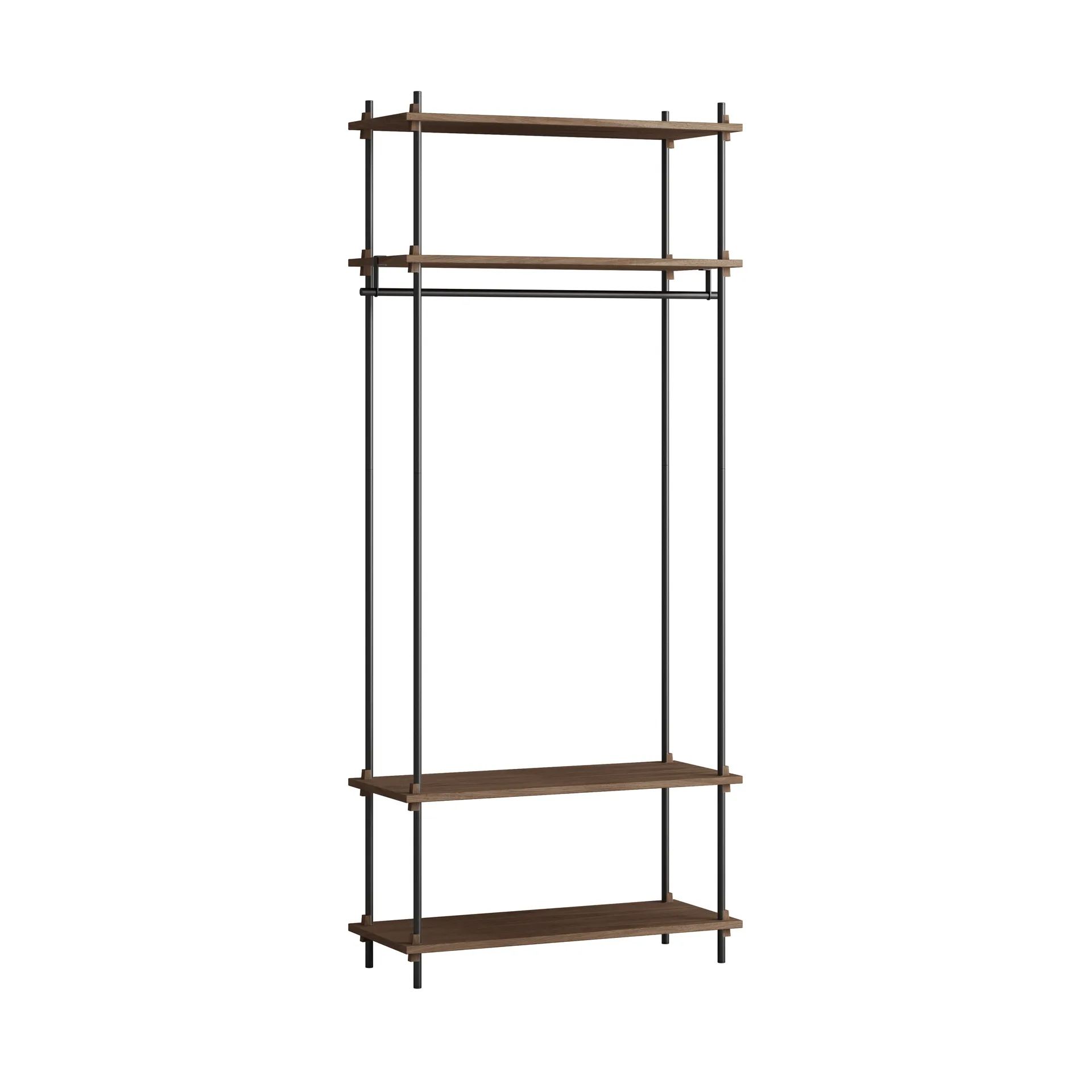 Moebe shelving system s.200.1.F, Smoked oak-black MOEBE
