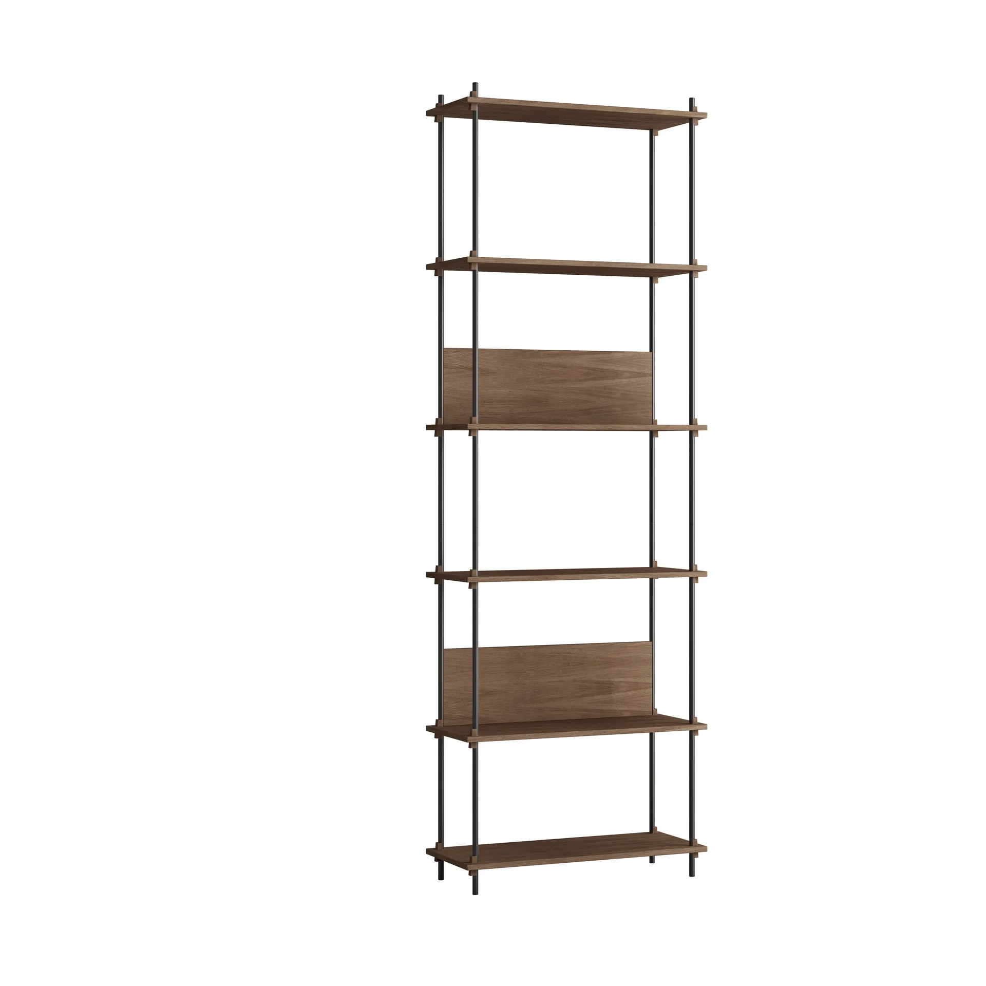 Moebe shelving system s.255.1.A, Smoked oak-black MOEBE
