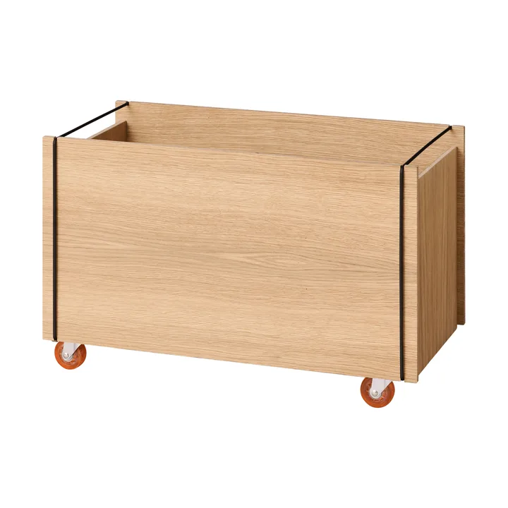 Moebe storage box - Oiled oak-black, with castors, 33x60x31 cm - MOEBE