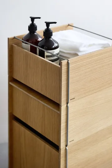 Moebe storage box - Oiled oak-stainless steel, small, 16,5x30x31 cm - MOEBE