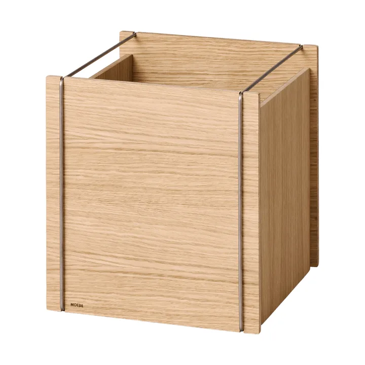 Moebe storage box - Oiled oak-stainless steel, square, 33x30x31 cm - MOEBE