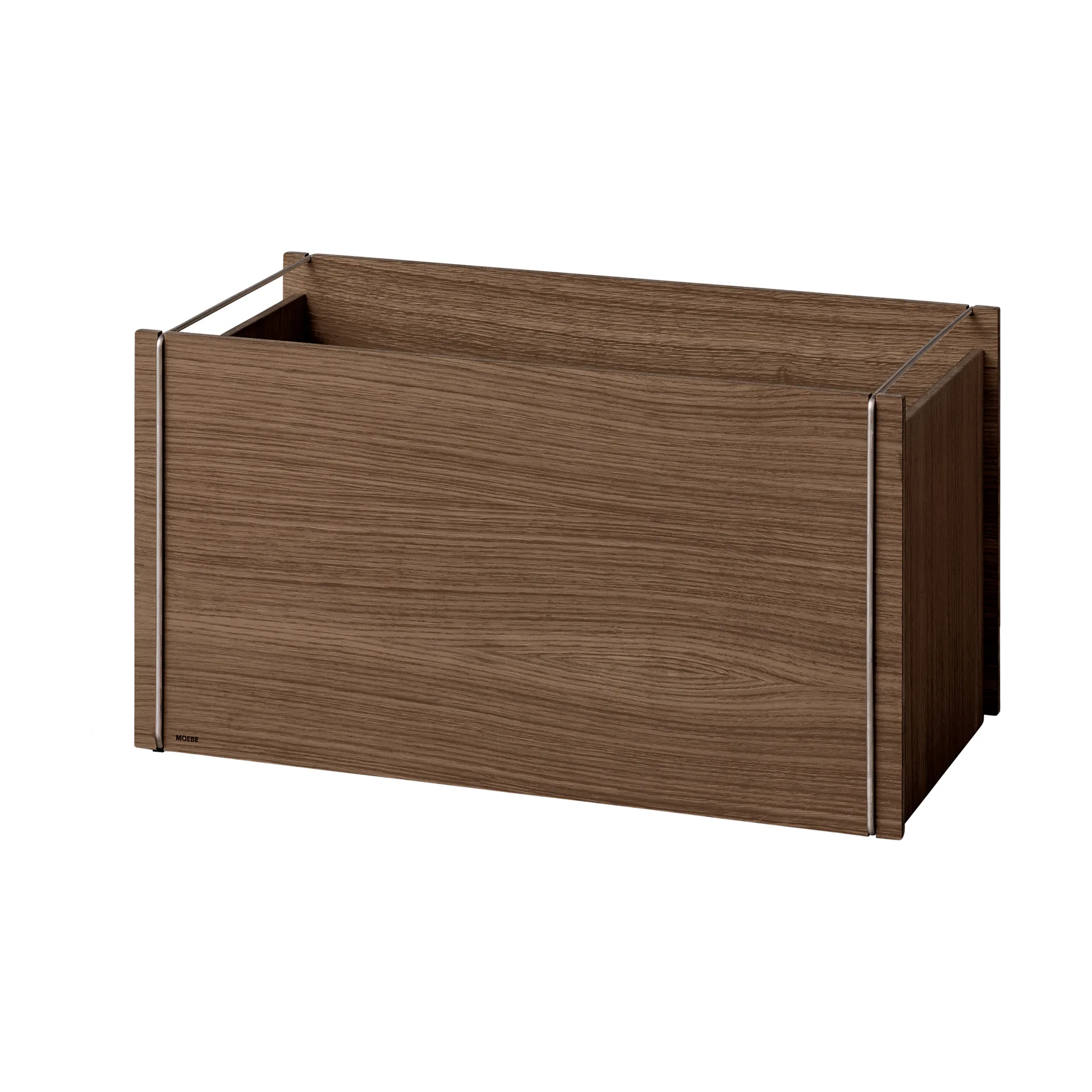 Moebe storage box, Smoked oak-stainless steel, 33x60x31 cm MOEBE