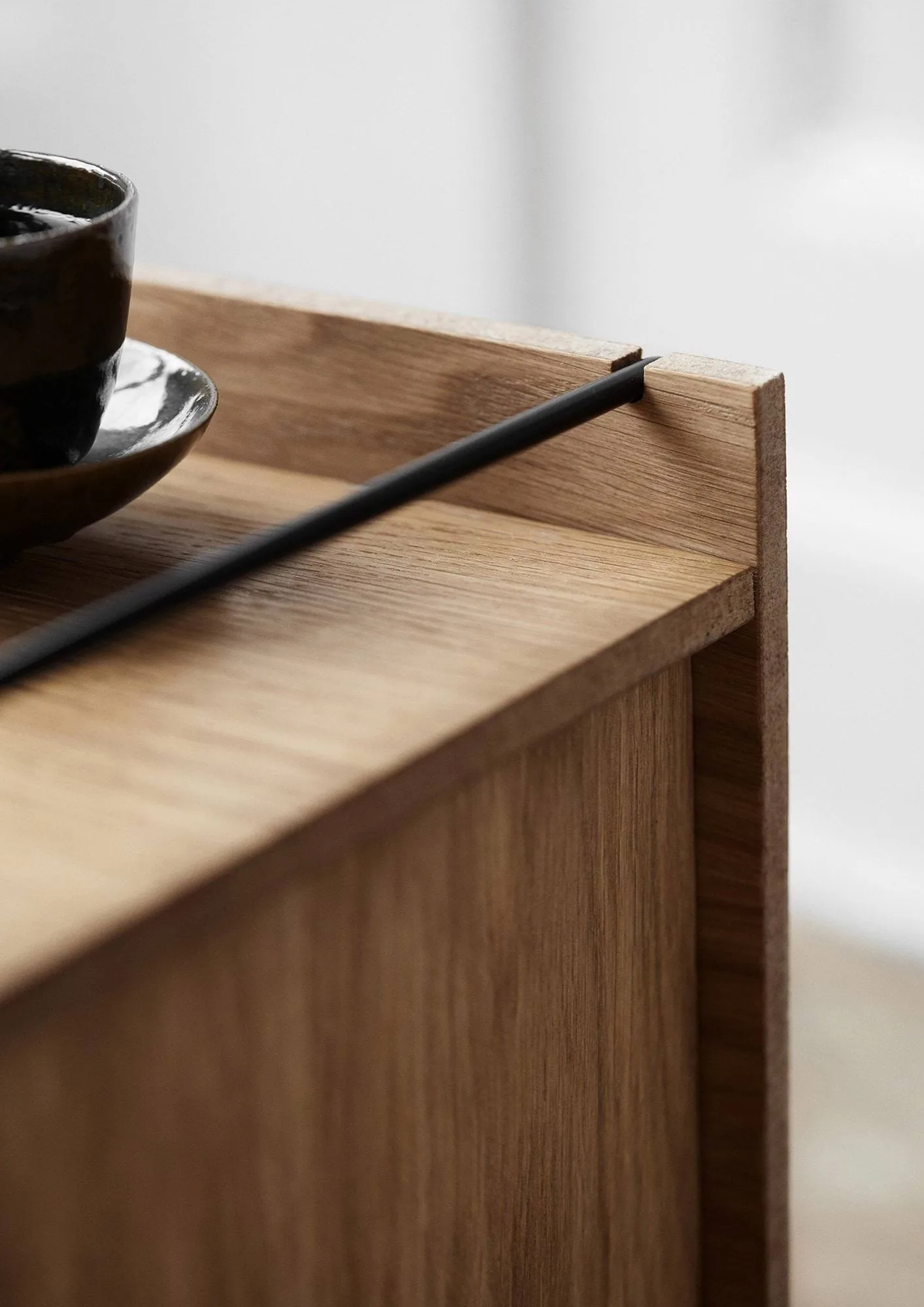 Moebe storage box, Smoked oak-stainless steel, 33x60x31 cm MOEBE