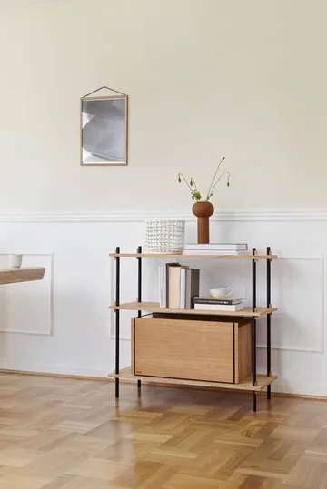 Moebe storage box - Smoked oak-stainless steel, 33x60x31 cm - MOEBE