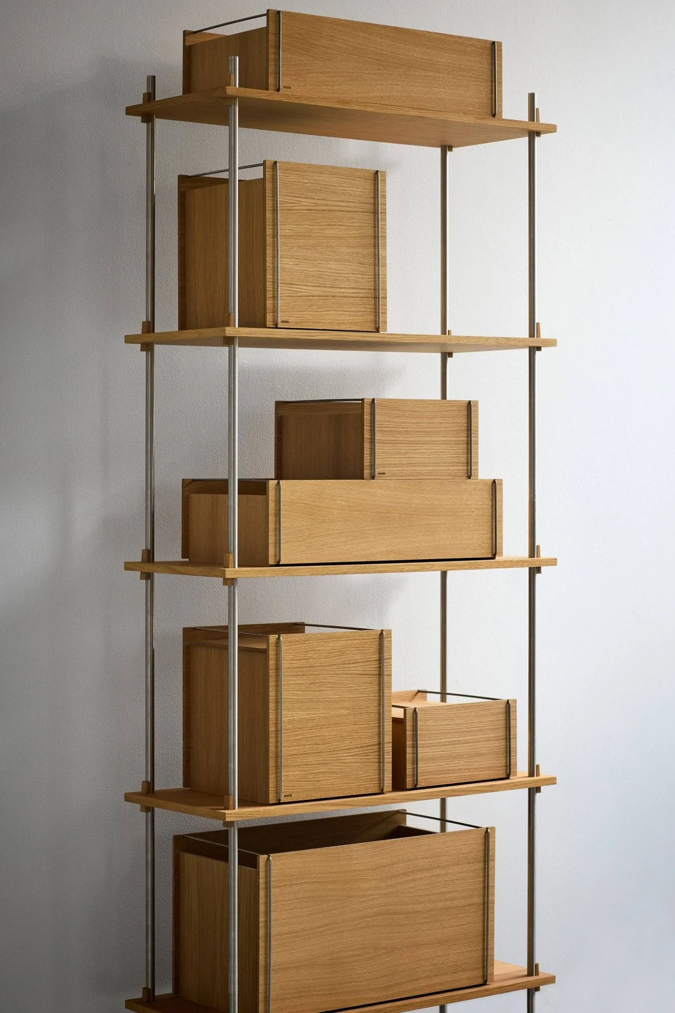 Moebe storage box, Smoked oak-stainless steel, 33x60x31 cm MOEBE