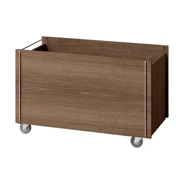 Moebe storage box - Smoked oak-stainless steel, with castors, 33x60x31 cm - MOEBE
