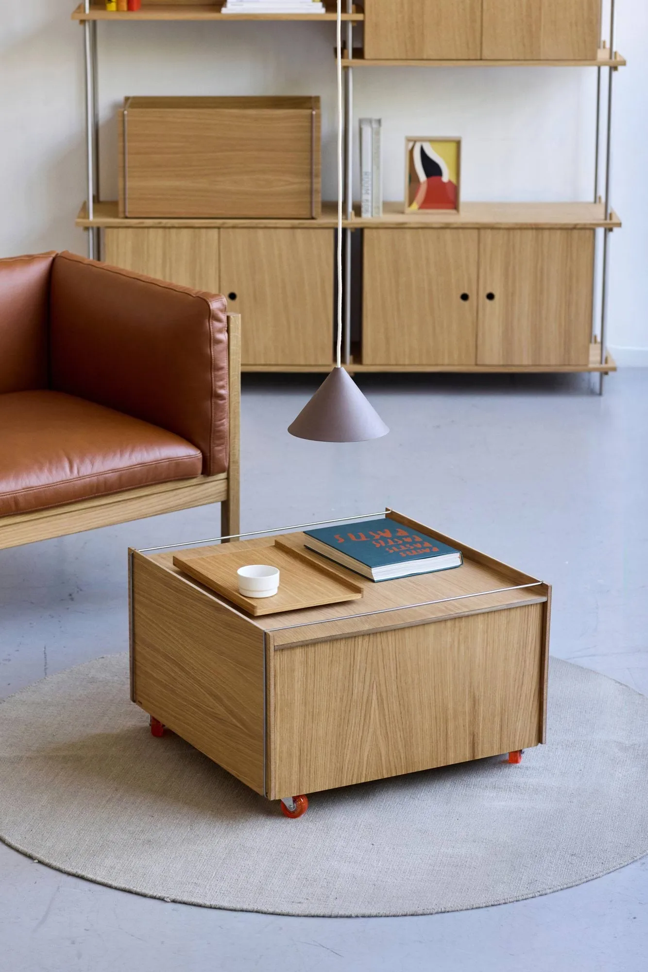 Moebe Storage Chest coffee table with storage, Oiled oak-stainless steel, 60x61x38.2 cm MOEBE