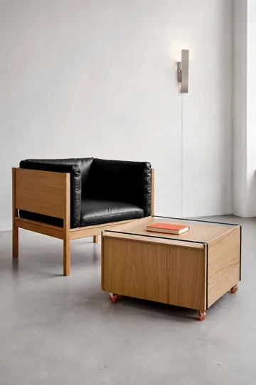 Moebe Storage Chest coffee table with storage - Oiled oak-stainless steel, 60x61x38.2 cm - MOEBE
