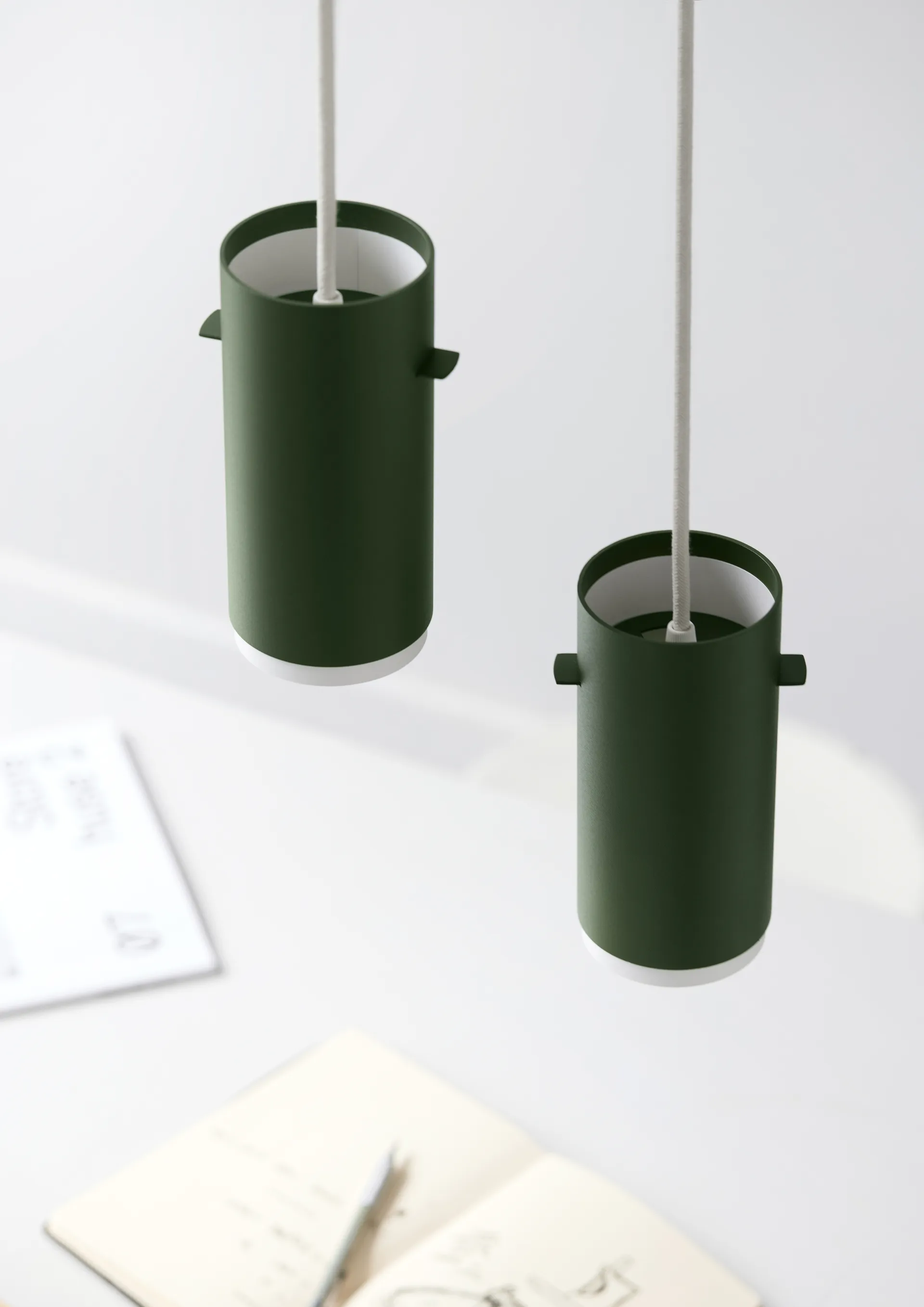 Moebe Tube pendant lamp small Ø8 cm, Pine green MOEBE