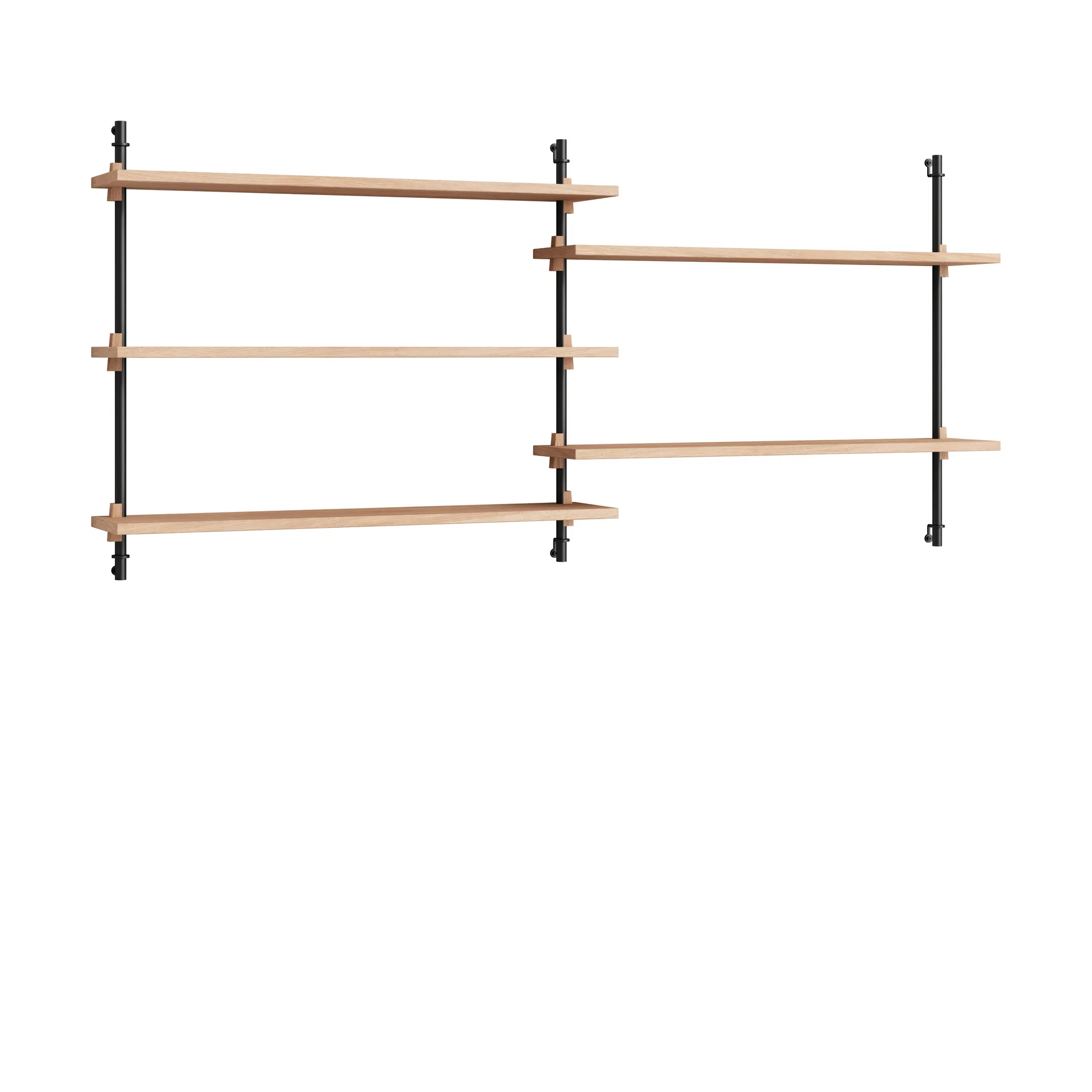 Moebe wall shelving ws.65.2.B, Oak-black MOEBE