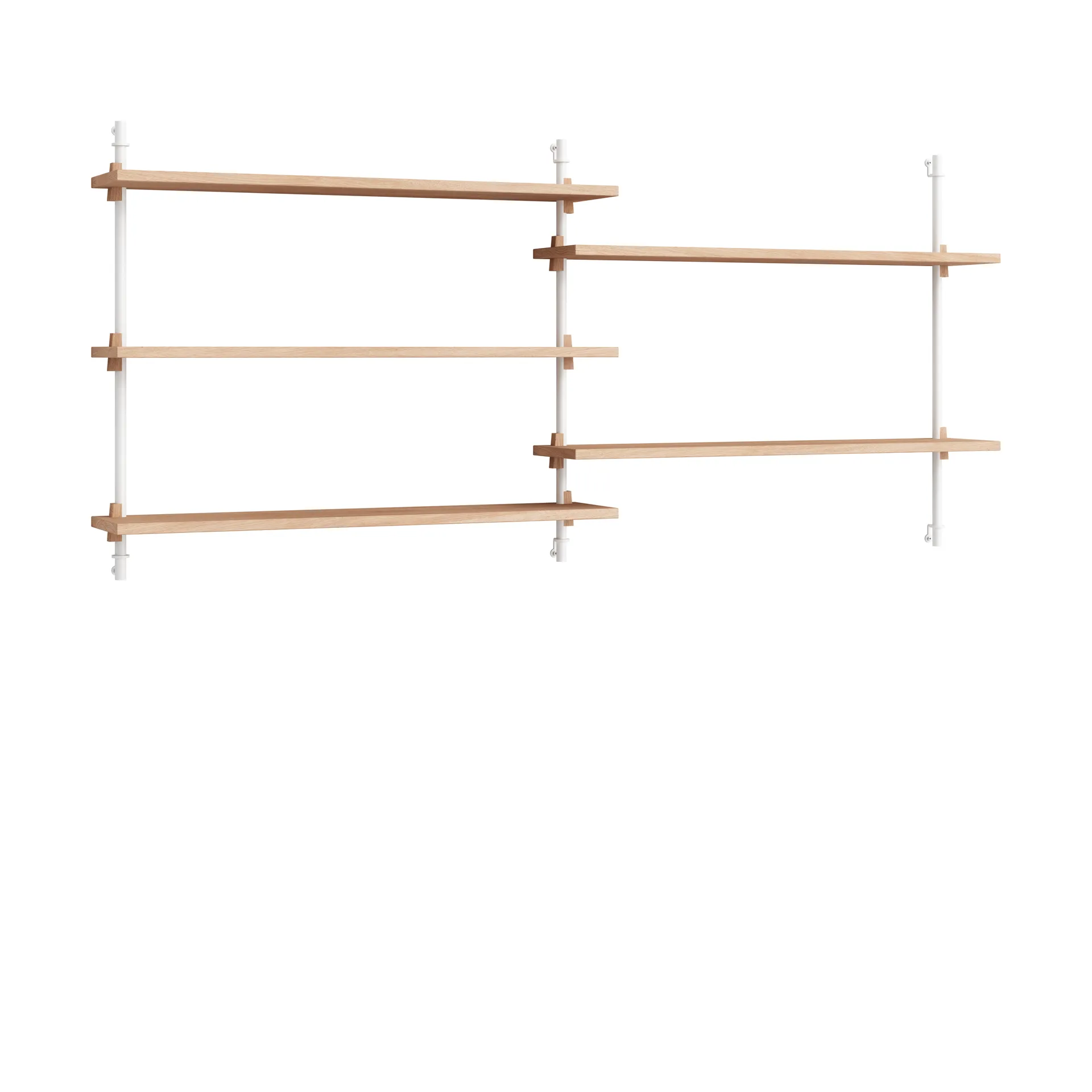 Moebe wall shelving ws.65.2.B, Oak-white MOEBE
