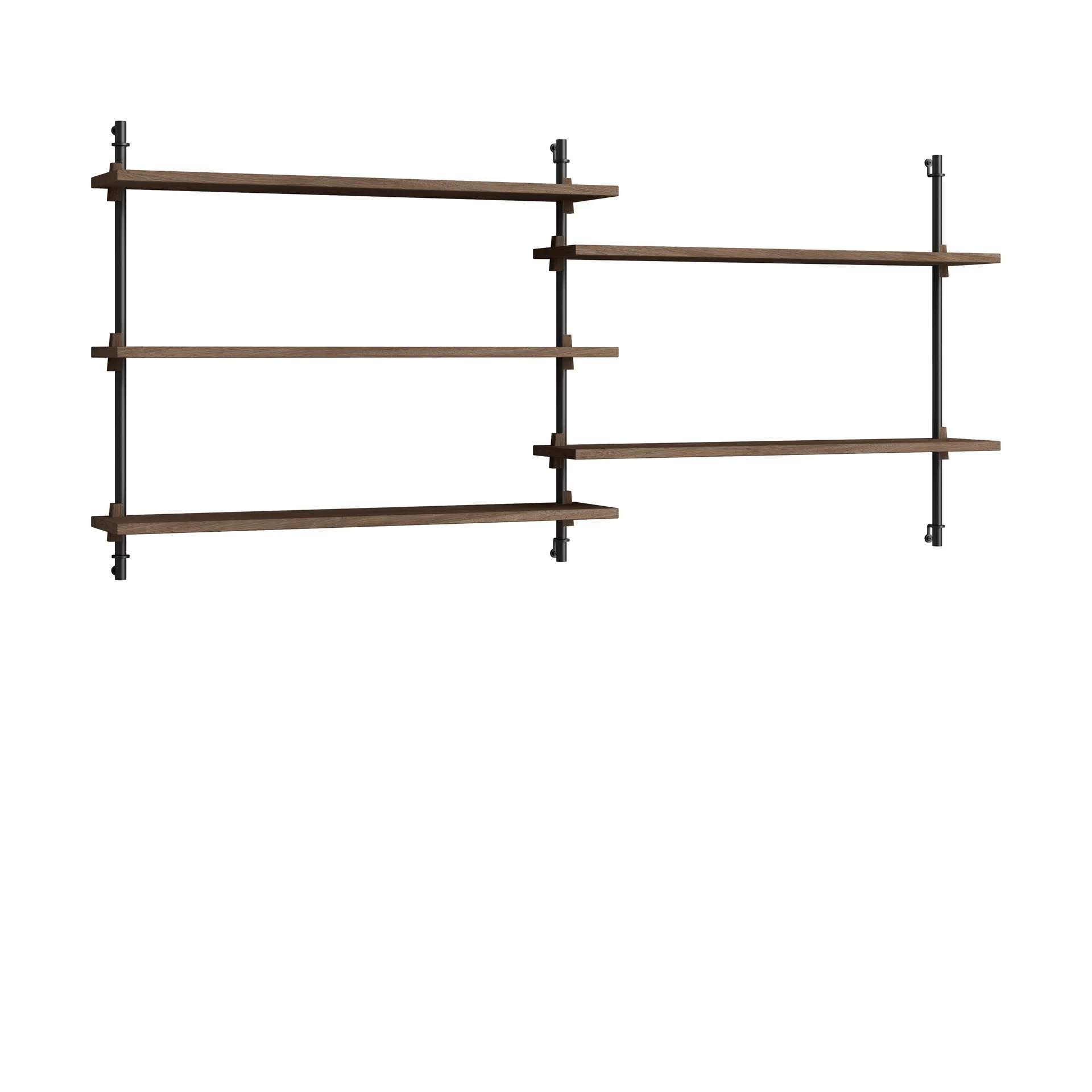Moebe wall shelving ws.65.2.B, Smoked oak-black MOEBE