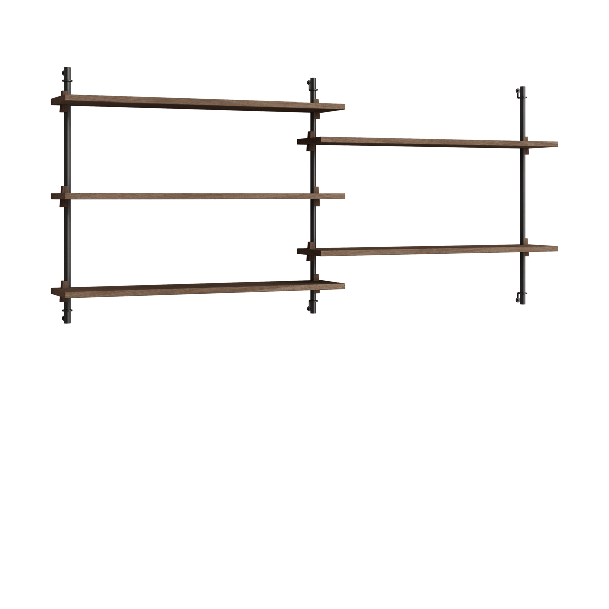Moebe wall shelving ws.65.2.B oak-black | Scandinavian Design | Shelves & shelving systems | Brown