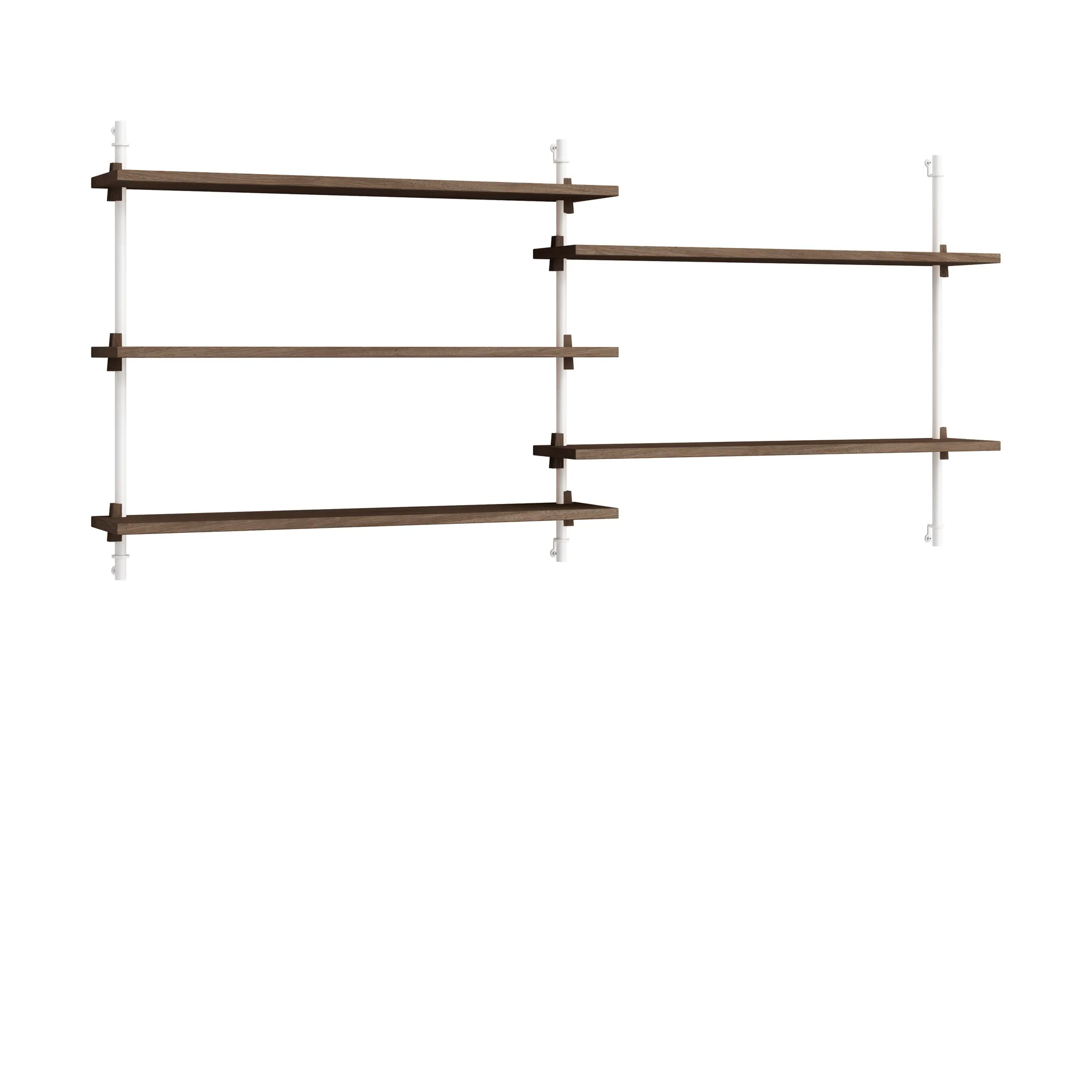 Moebe wall shelving ws.65.2.B, Smoked oak-white MOEBE