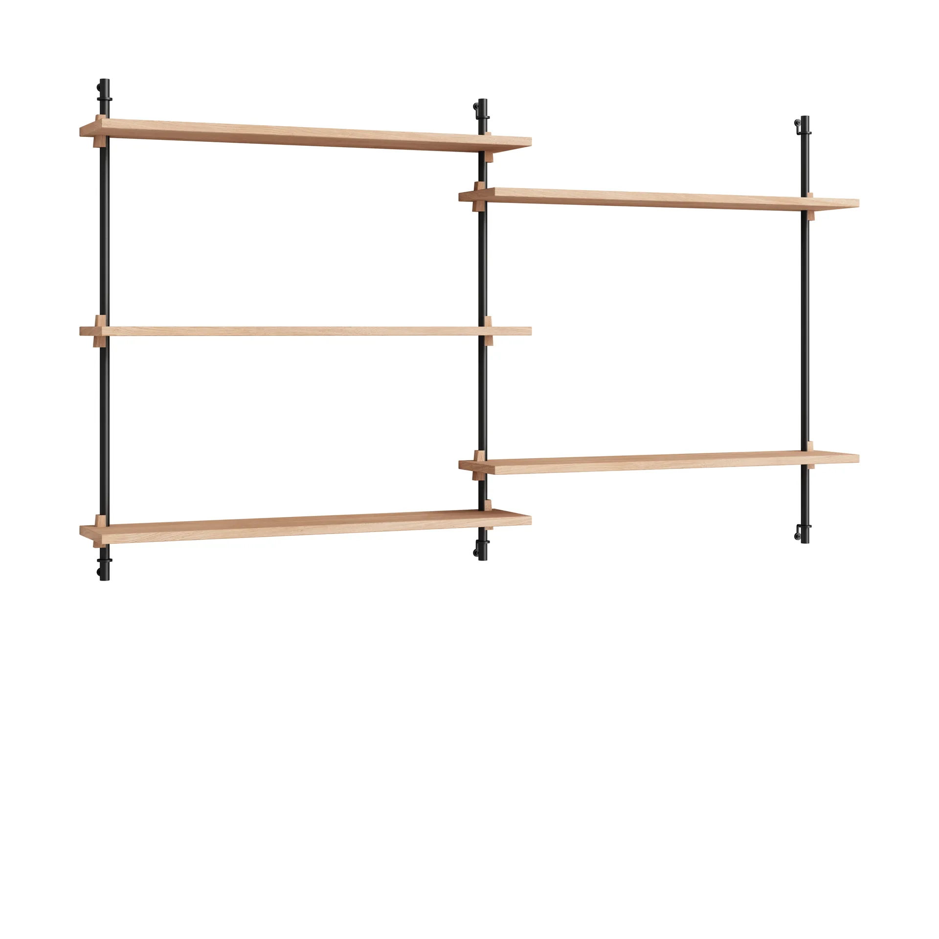 Moebe wall shelving ws.85.2.B, Oak-black MOEBE