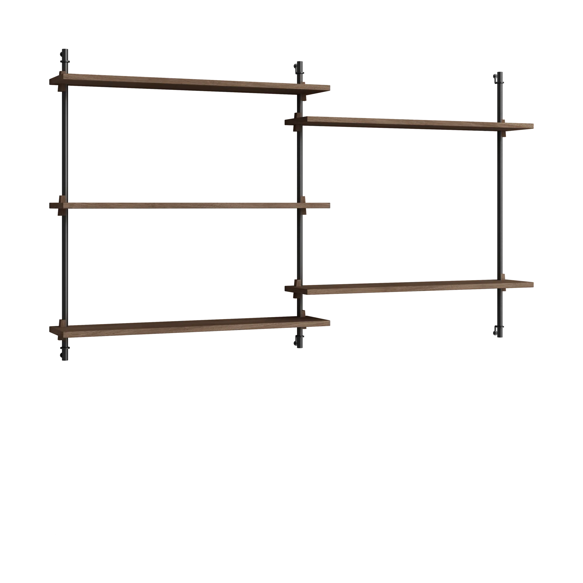 Moebe wall shelving ws.85.2.B, Smoked oak-black MOEBE