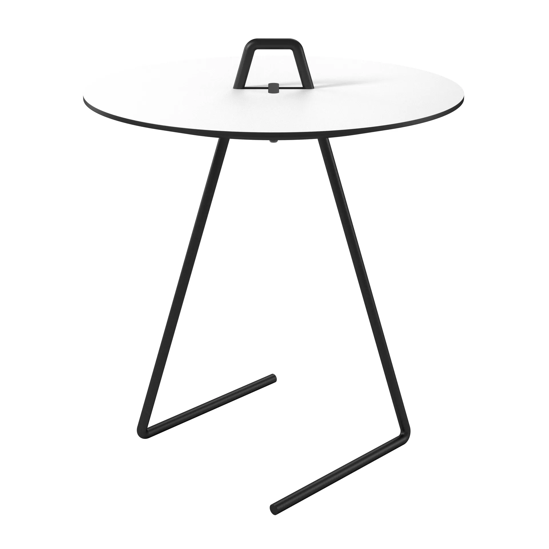 Portable side table Ø45 cm, Black. White MOEBE