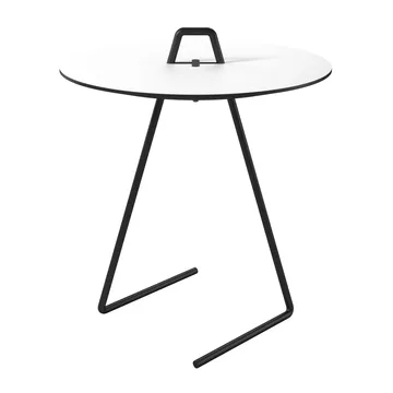 Portable side table Ø45 cm - Black. White - MOEBE