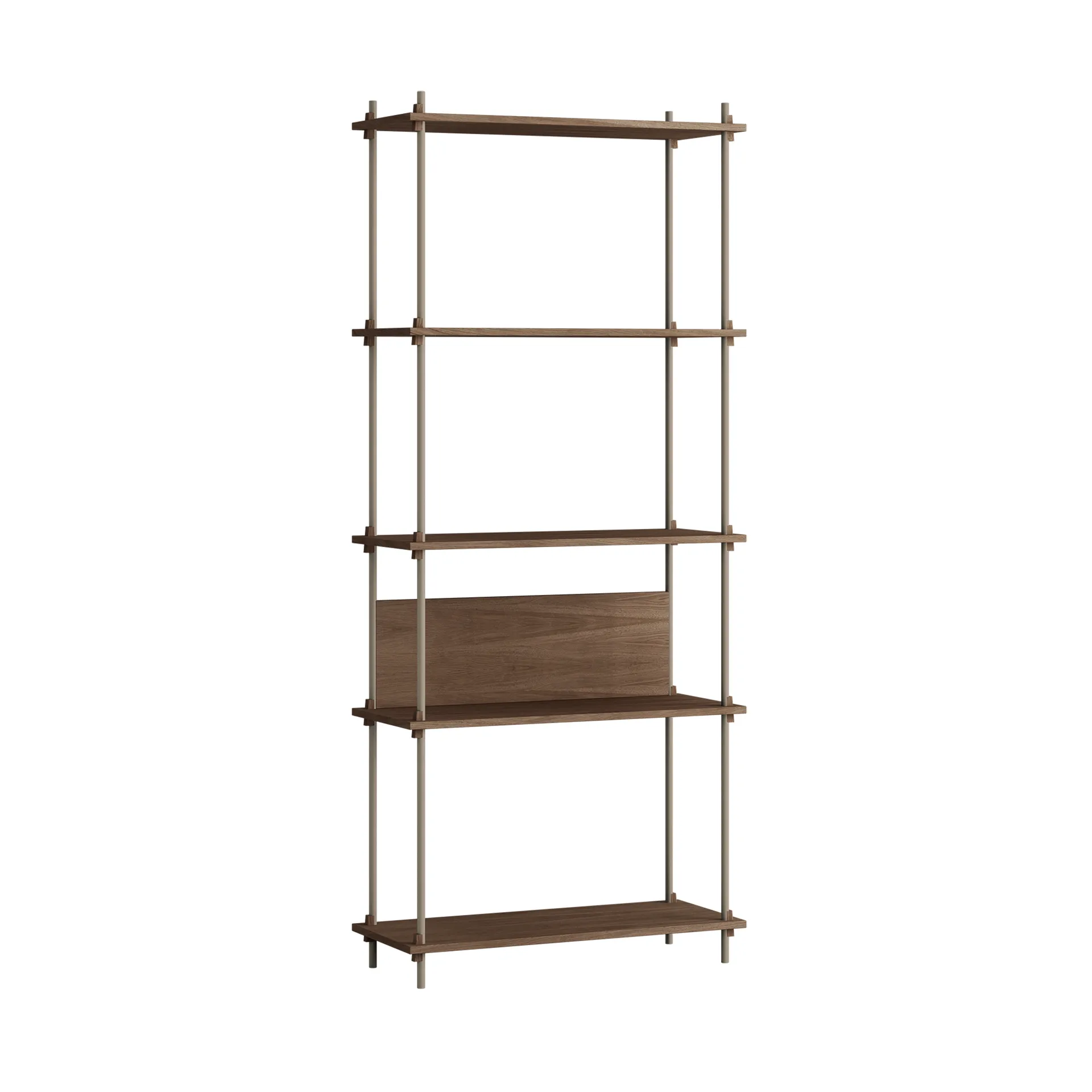 Shelving System classic shelf, Smoked oak-warm grey, 86x200x35 cm, S.200.1.A MOEBE