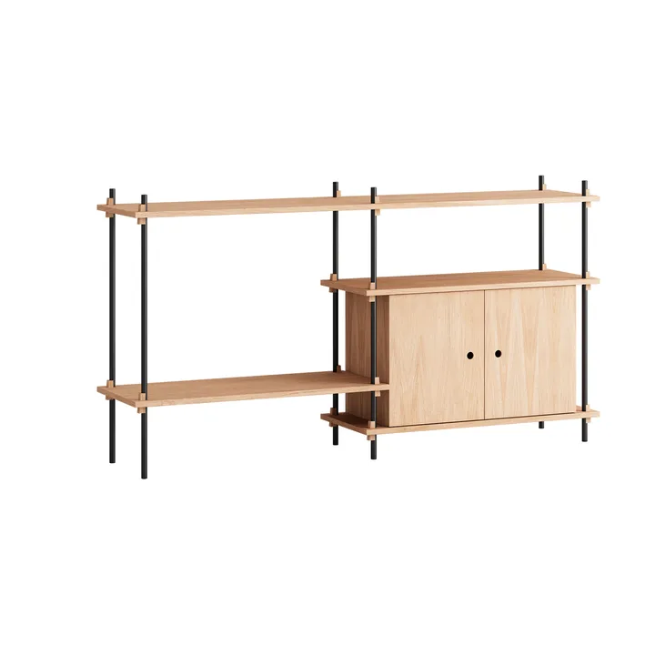 Shelving System shelf with cabinet - Oak-black, 163x85x35 cm, S.85.2.C - MOEBE