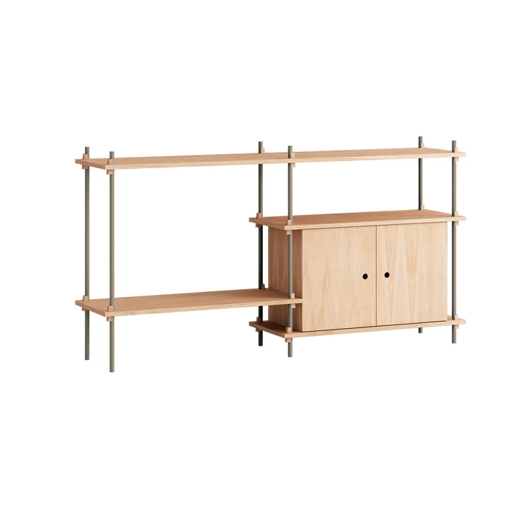 Shelving System shelf with cabinet - Oak-warm grey, 163x85x35 cm, S.85.2.C - MOEBE