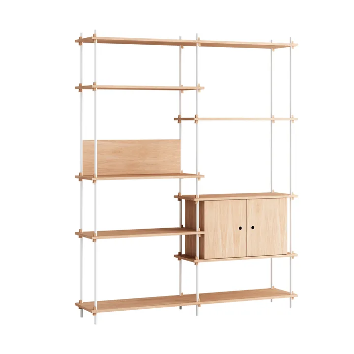 Shelving System shelf with cabinet - Oak-white, 163x200x35 cm, S.200.2.C - MOEBE