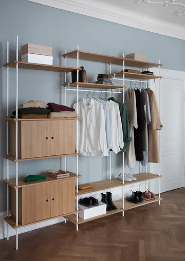 Shelving System shelf with cabinet - Oak-white, 163x200x35 cm, S.200.2.C - MOEBE