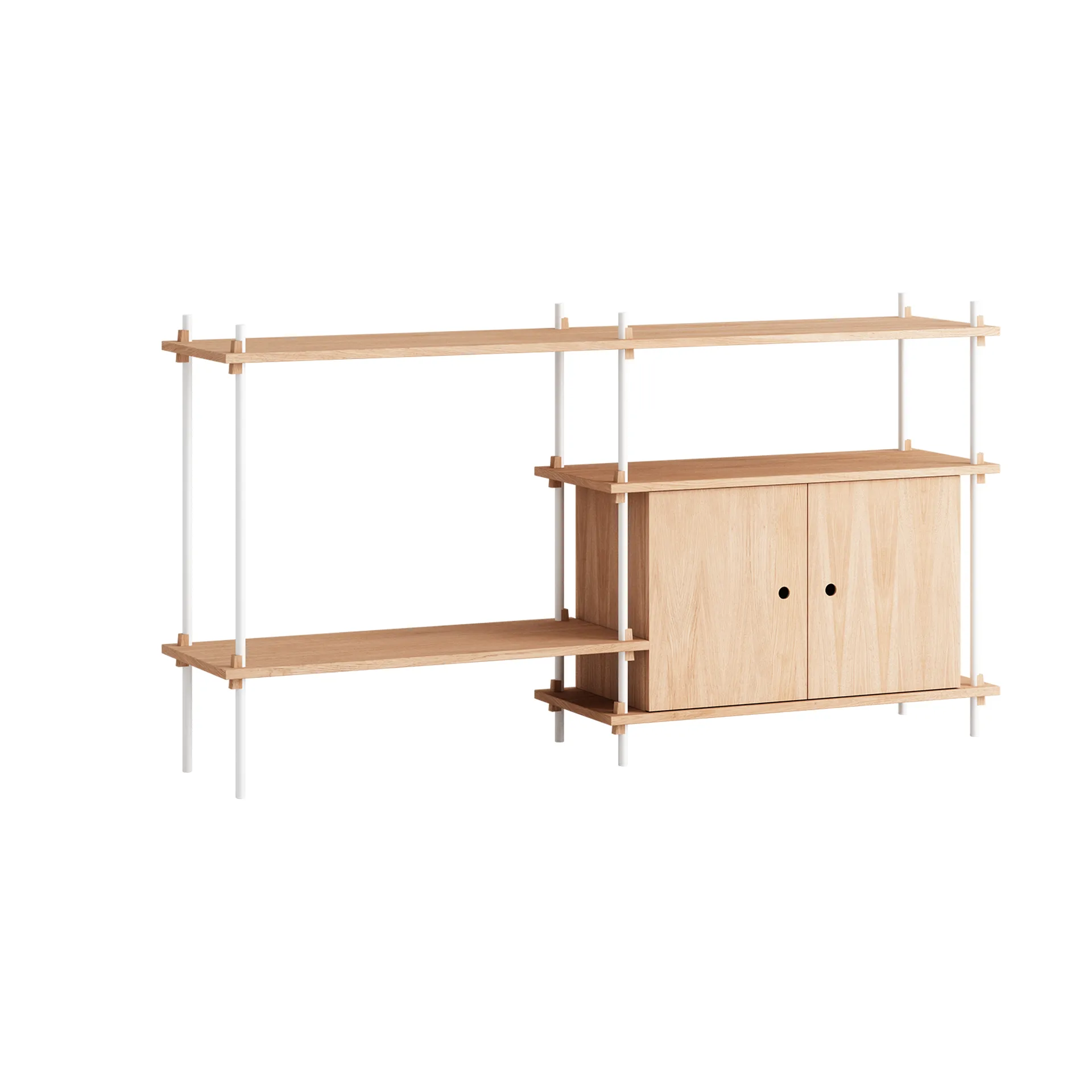 Shelving System shelf with cabinet, Oak-white, 163x85x35 cm, S.85.2.C MOEBE